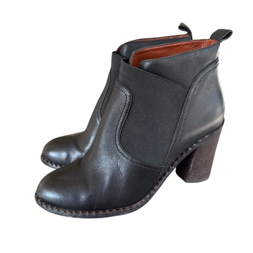 Marc by Marc Jacob Ankle Boots Black Leather Stacked Heel Size 39.5 Vintage y2k